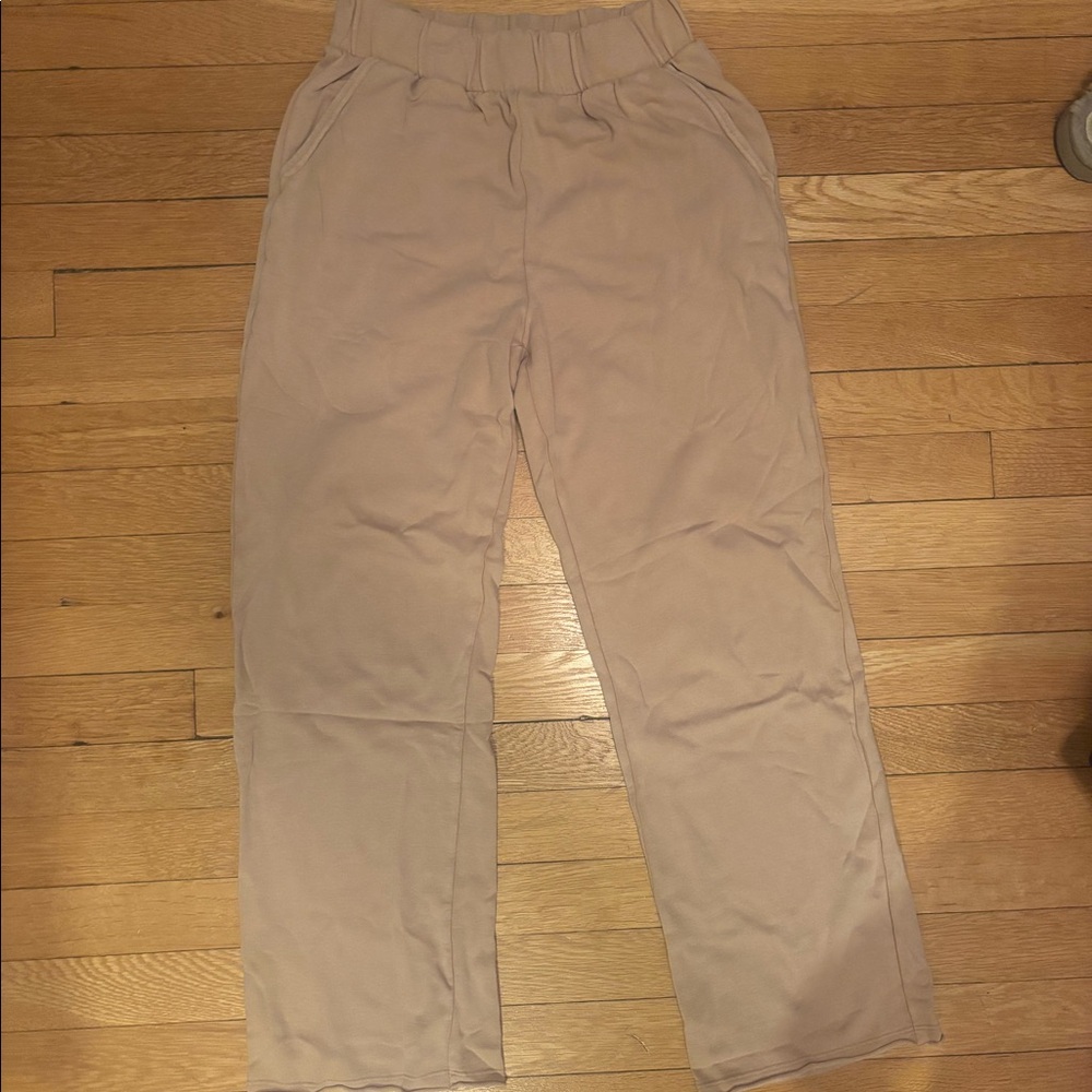 Tan wide leg sweat pants